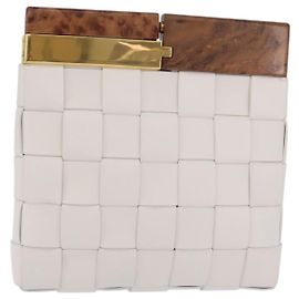 Borsa a pochette Bottega Veneta MAXI INTRECCIATO in pelle White Gold Auth 207638M