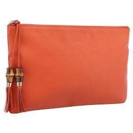 GUCCI Clutch Bag Leather Outlet Orange Gold 449653 Auth ep16394A