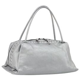 Bottega Veneta INTRECCIATO Handtasche Leder Silber 124869 Auth bs37511
