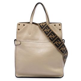 Bolsa Satchel Bege Fendi Vitello Grace e Camurça