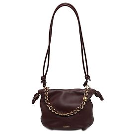 Clutch LOEWE Mini Mellow Nappa Donut Chain Flamenco Knot vermelha com alça