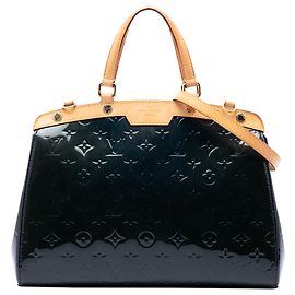 Bolsa Satchel Louis Vuitton Monogram Vernis Brea MM Azul