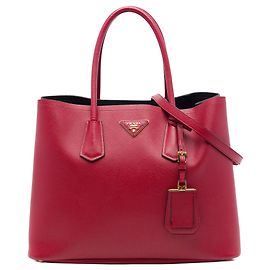 Prada Large Double Satchel aus Saffiano-Leder in Rot