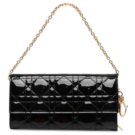 Dior Lady Dior Wallet On Chain Handtasche aus Lackleder Cannage in Schwarz