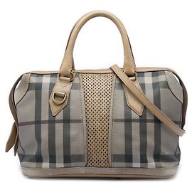 Bolsa Satchel Gilmoure Burberry em lona revestida Smoke Check cinza