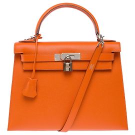 Hermès Bolso HERMES Kelly 28 en Cuero Naranja - 103994