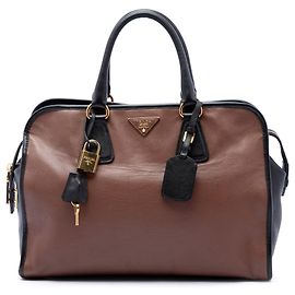 Sac à main Prada Bicolor Saffiano à poignée supérieure noir