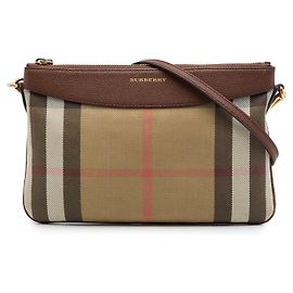 Burberry House Check Canvas Derby Peyton Crossbody Tasche Braun