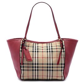 Bolso tote Burberry Canterbury Small de lona revestida Haymarket Check y piel de becerro, beige