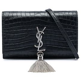 Autre Marque Borsa a tracolla Monogram Kate con nappina in pelle effetto coccodrillo nera Saint Laurent
