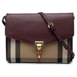 Borsa a tracolla Derby Macken Burberry Small in pelle e tela House Check rossa