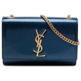 Autre Marque Borsa a tracolla Saint Laurent Kate Small in vernice glitter blu