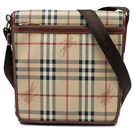 Bolsa crossbody Burberry Haymarket Check em lona revestida bege