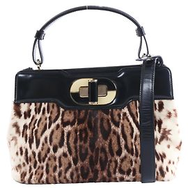 Bulgari Bolso 2Way Bvlgari Isabella Rossellini Leopard en piel de ternera con estampado de leopardo x piel Negro x Marrón