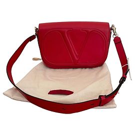 Valentino Garavani Bolsa de ombro VLogo Couro Vermelho