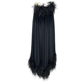 Autre Marque Vestido bustiê Saint Laurent Paris em seda preta com acabamento em penas Tam.38 Seminovos