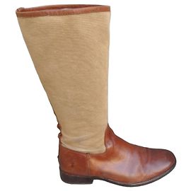 Bottes Frye en cuir et toile marron