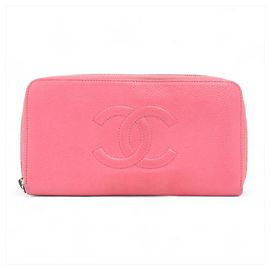 Chanel langes Portemonnaie aus rosa Leder