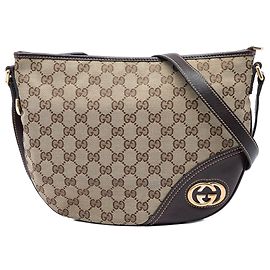 Gucci Beige Medium GG Canvas New Britt Half Moon Crossbody