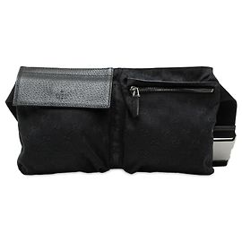 Sac ceinture Gucci en toile GG noire à double poche