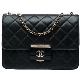 Chanel Black Medium Quilted Sheepskin Beauty Lock Flap