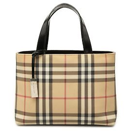 Bolsa Burberry Beige House Check em lona revestida