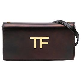 Tom Ford Black Mini Calfskin Palmellato TF Wallet On Strap