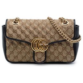 Bolsa de Ombro Gucci Beige Medium GG Marmont Matelassé em tela GG diagonal