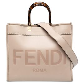 Borsa Shopper Sunshine Fendi in pelle beige, taglia Medium