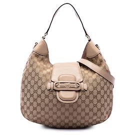 Borsa Hobo Gucci Beige GG Canvas Dressage