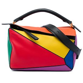 Bolso Satchel Puzzle Multi Small de piel de becerro Rainbow LOEWE