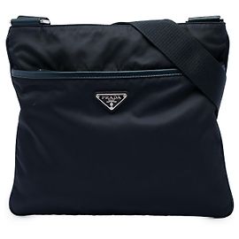 Prada Blue Tessuto Zip Top Crossbody