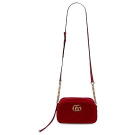Gucci Red Small GG Marmont Matelasse Velvet Crossbody