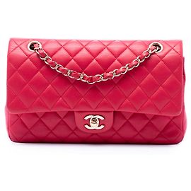 Chanel Pink Medium Classic Lambskin Double Flap