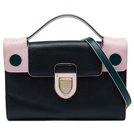 Bolsa Dior Diorever Mini em couro tricolor preto com alça de mão