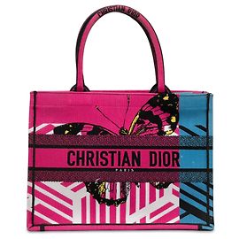 Dior Pink Medium Embroidered Canvas Butterfly D Jungle Pop Book Tote