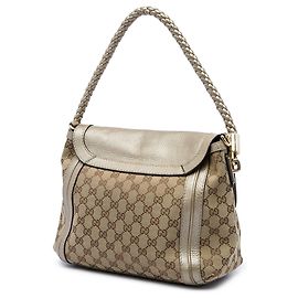Gucci Beige GG Canvas Bella Flap Satchel