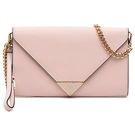 Clutch de corrente envelope Prada em Saffiano rosa