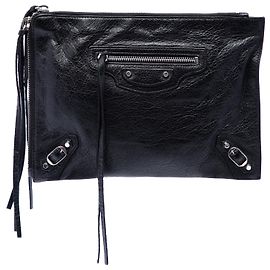 Balenciaga Pochette Piatta Motocross Classic con Cerniera Giro in Pelle di Agnello Nera
