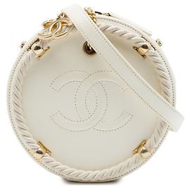 Borsa rotonda Chanel En Vogue in vitello stropicciato bianco