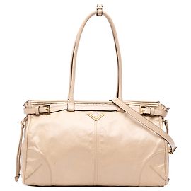 Borsa Bonnie Prada in pelle di vitello Naplak beige Large