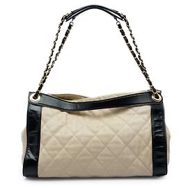 Chanel Beige Bicolor Quilted Lambskin In The Mix Tote