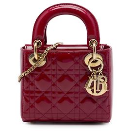 Dior Red Mini Patent Cannage Lady Dior
