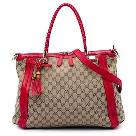 Borsa Tote Convertibile Gucci Bella in Tela GG Beige