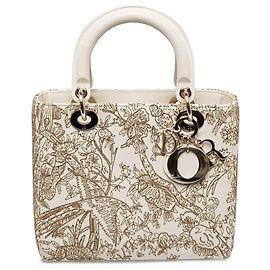 Dior White Medium Calfskin Embroidered Jardin D Hiver Lady Dior