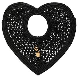 Jacquemus Black Raffia Le Spiaggia Coeur Handtasche