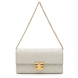 Cartera con cadena Gucci White Guccissima con candado