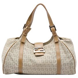 Fendi Beige Zucchino Canvas Shoulder Bag