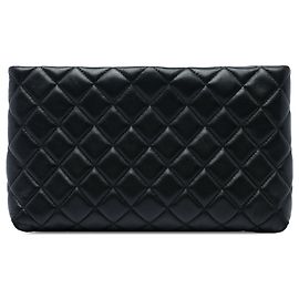 Chanel Black Quilted Lambskin Kiss Lock Clutch