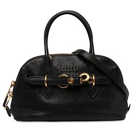 Miu Miu Bolsa Satchel Aventure Small em Nappa Preta